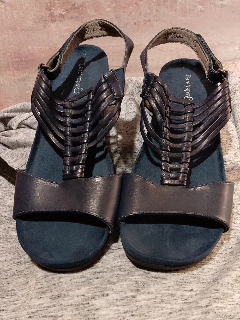 BareTraps Navy Braided Strappy Slingback Sandals